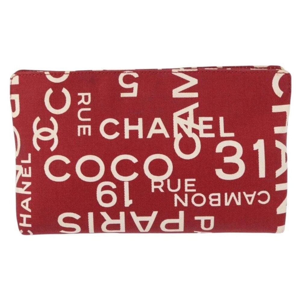 CHANEL Bycy Pouch Canvas Red CC Auth yk19768 - Picture 3 of 16